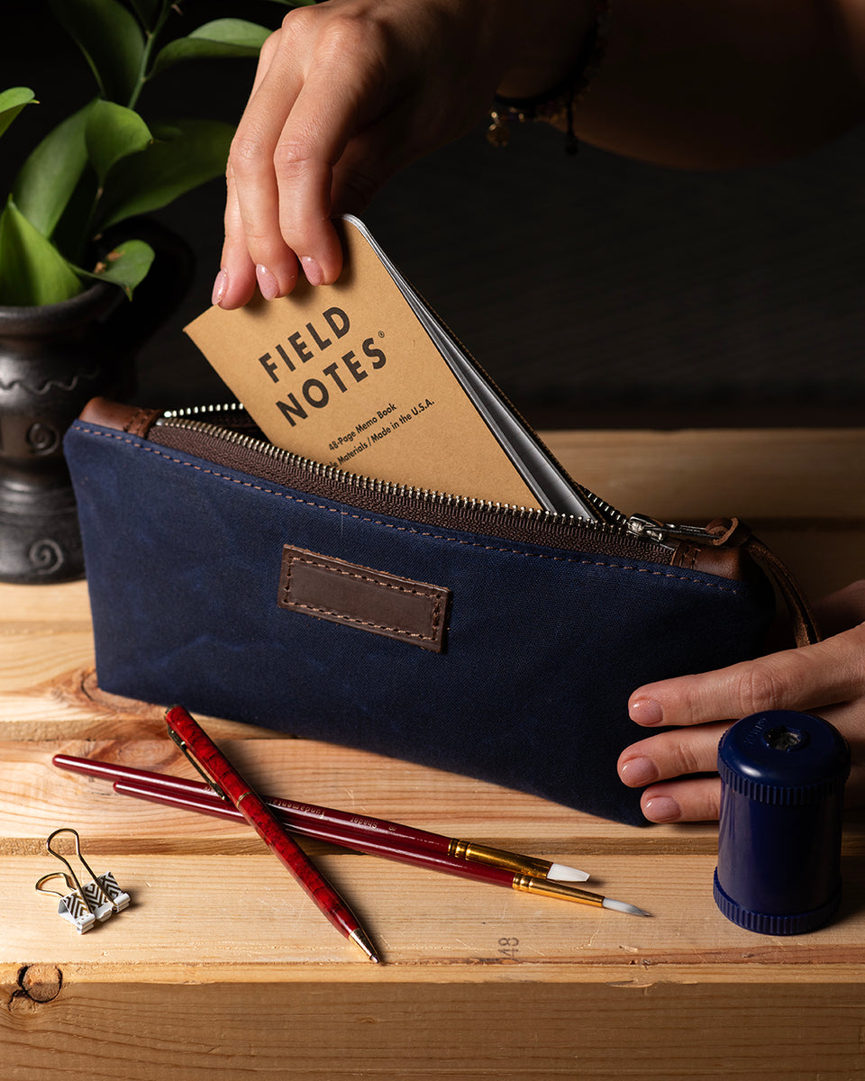 Waxed Canvas Personalized Pencil Case: Custom Small Black Pencil Pouch –  Clark & Taft