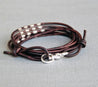 Adjustable Leather Wrap Bracelet with Sterling Silver