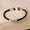 Sterling Silver Anchor Leather Bracelet