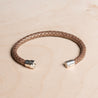 Metallic Braided Leather Bracelet with Sterling Silver Magnetic Clasp