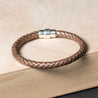 Metallic Braided Leather Bracelet with Sterling Silver Magnetic Clasp