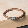 Metallic Braided Leather Bracelet with Sterling Silver Magnetic Clasp