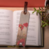 Personalized Leather Bookmark - Field of Poppies