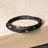 Triple Wrap Braided Leather Bracelet with Sterling Silver