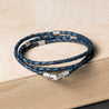 Triple Wrap Braided Leather Bracelet with Sterling Silver