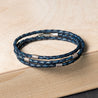 Triple Wrap Braided Leather Bracelet with Sterling Silver