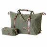 Premium waxed canvas duffle and dopp kit weekend luggage set, perfect for weekend getaways, combining style and durability.