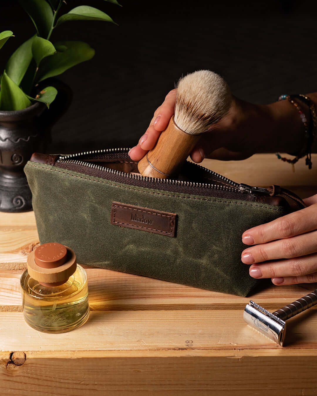 Waxed Canvas Pencil Pouch: Personalized Zipper Pencil Pouch