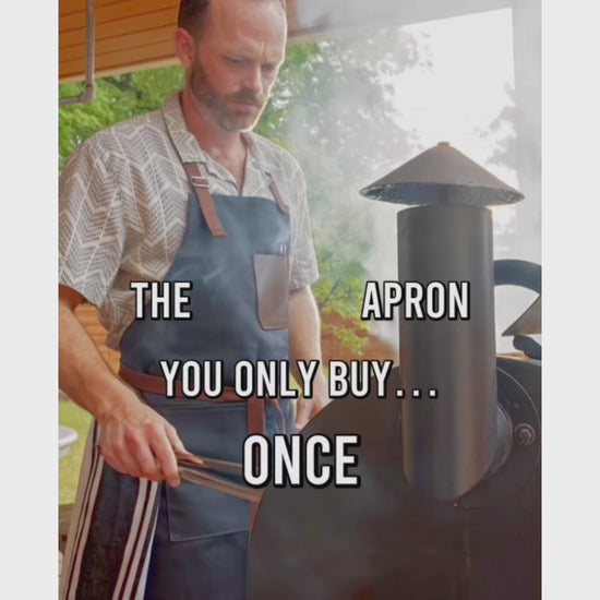 A video explaining the Clark & Taft waxed canvas apron is so durable and long lasting, it's the last apron you'll ever need to buy.